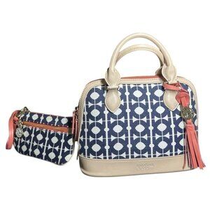 Spartina 449 Hilton Leather Bowler Tassel Satchel & Matching wristlet Rare Set